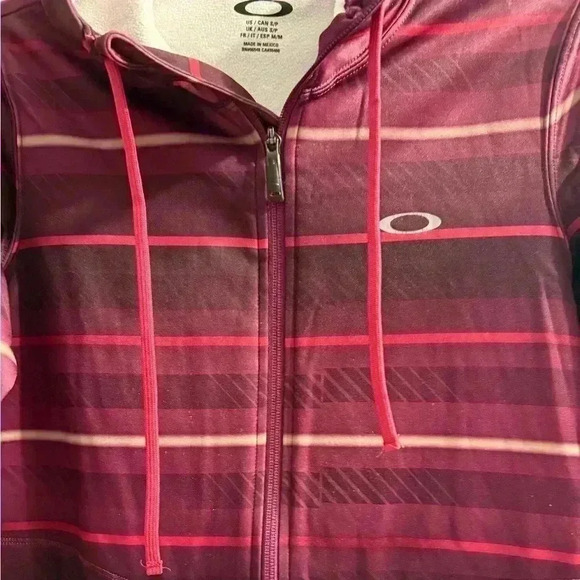 Women’s Oakley zippered front purple stripe drawstring hoodie jacket size S/P - Picture 5 of 12